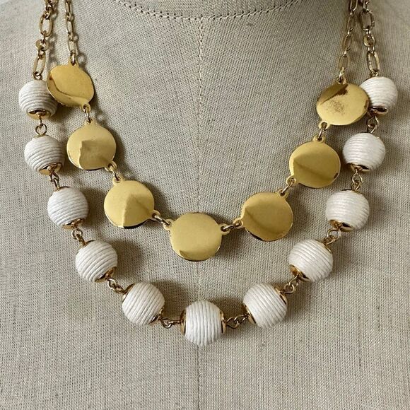 Talbots Double Strand Necklace with Enamel Medallions & Wrapped Beads - Picture 6 of 8